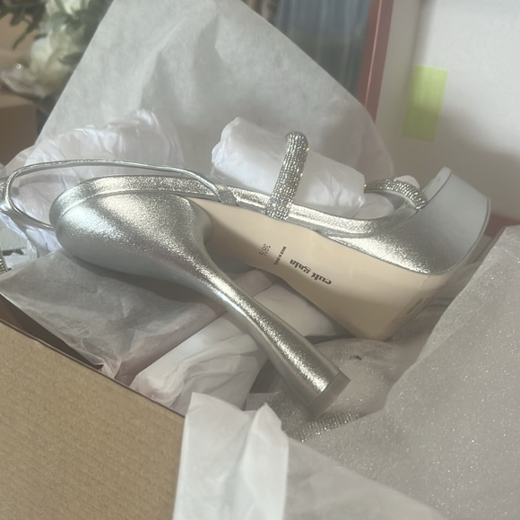 CULT GAIA SOLD OUT ELODIE SILVER PLATFORM SANDAL SIZE 8.5 - Picture 12 of 16